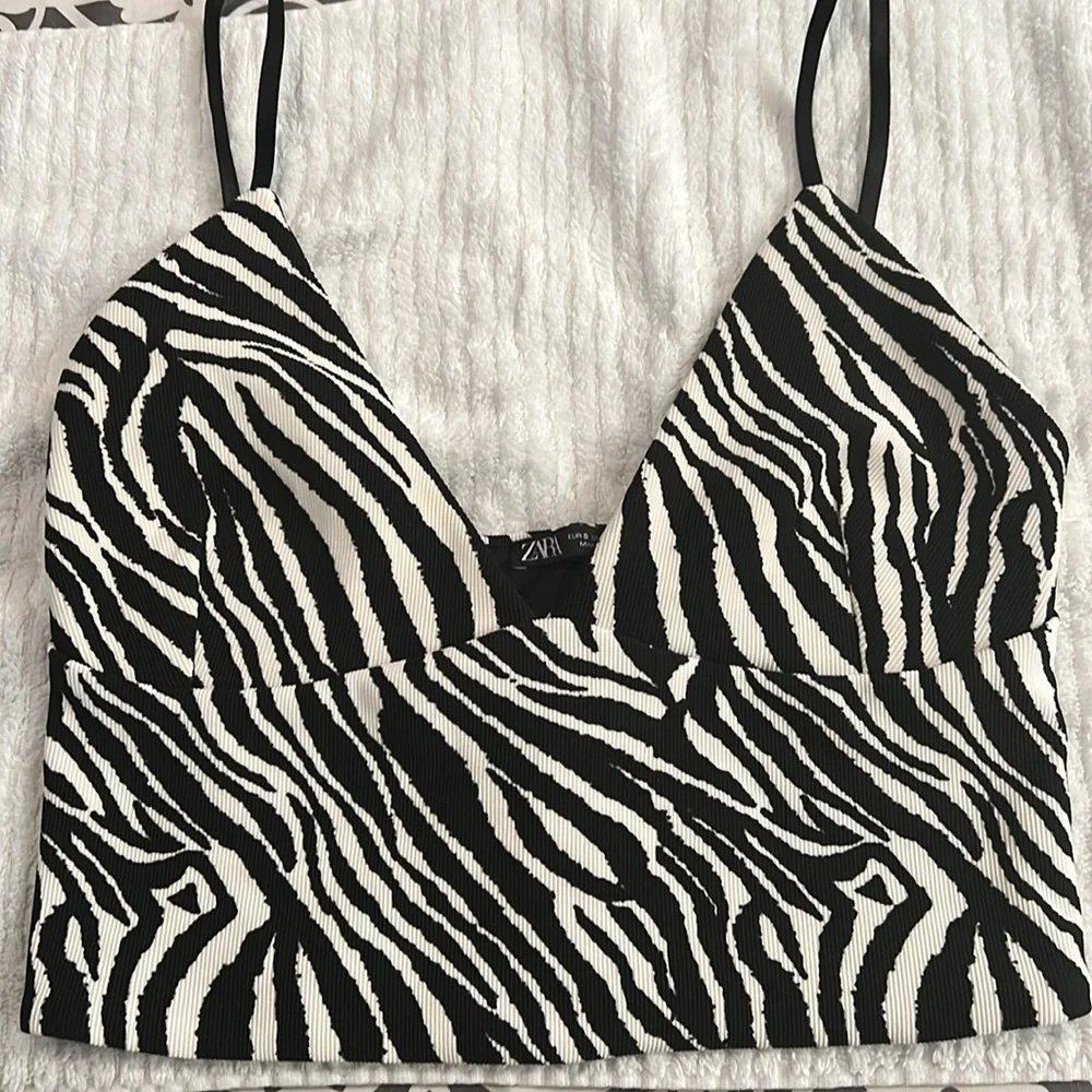 Zara Zebra Print crop Top Bralette with adjustable straps - Small - Picture 8 of 15